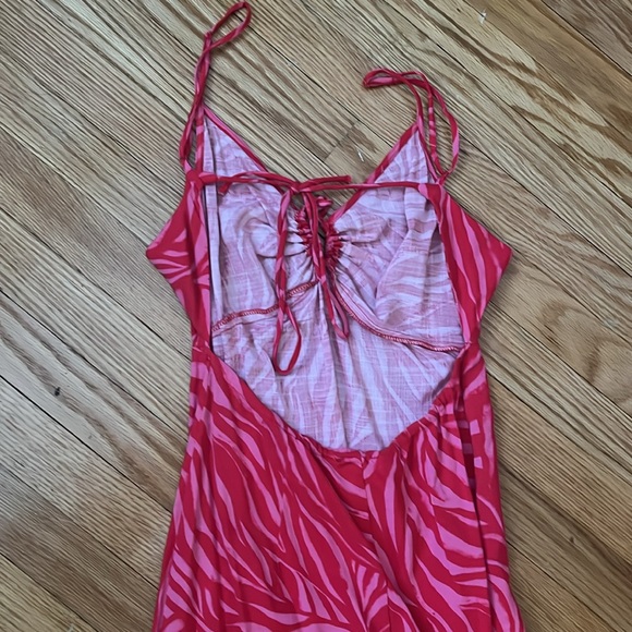 pink and red zebra maxi dress with back cut out - Picture 3 of 3